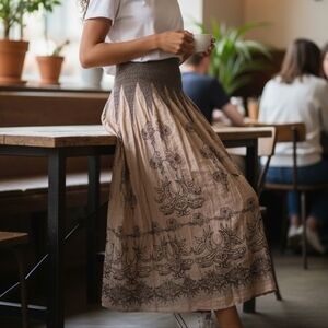 Lapis Skirt - Brown With Gold Sequins/Beads 6702